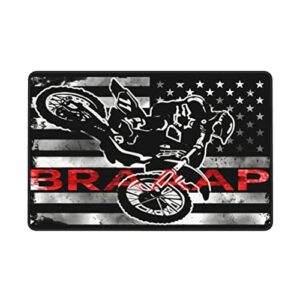 Niqqzit Motocross Dirt Bike American Flag Area Rugs 60x39 in Anti-Slip Door Mat, Ultra Soft Fuzzy Fluffy Carpet Large Floor Rug Bedroom Living Room Dorm Nursery Kitchen Home Decor