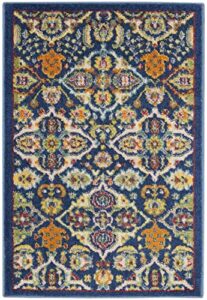 nourison allur persian navy multicolor 2′ x 3′ area -rug, easy -cleaning, non shedding, bed room, living room, dining room, kitchen (2×3)