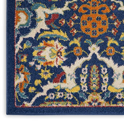 Nourison Allur Persian Navy Multicolor 2' x 3' Area -Rug, Easy -Cleaning, Non Shedding, Bed Room, Living Room, Dining Room, Kitchen (2x3)