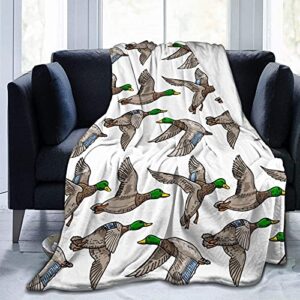 sketch mallard duck throw blanket 60″x50″ ultra soft micro fleece flannel blankets lightweight for couch, bed, sofa, travel
