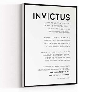 kejpu canvas wall art modern art print invictus poem print by william ernest henley,invictus i am the master of my fate painting artwork wall decor for home office wooden frame ready to hang 8″x12″