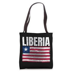 distressed liberia flag graphic for men women liberian tote bag