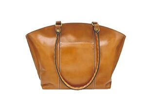 patricia nash leather michel dome zip top tote bag purse shopper in tan