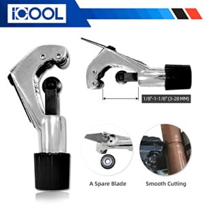 ICOOL Tubing Bender Kit Hand Tool 1/4 to 7/8 Inch for Soft Copper Aluminum HVAC Refrigeration System Maintenance, with Tube Cutter