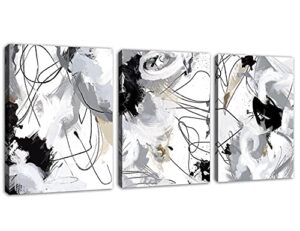 abstract canvas wall art for bedroom bathroom living room wall decor black white grey modern abstract canvas pictures abstract prints artwork home office wall decoration 12″ x 16″ x 3 pieces