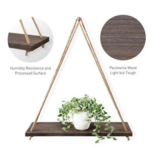 Mkono 5 Pack Set Wall Hanging Shelves 3 Pac Wood and Rope Shelves and 2 Pack Small Floating Shelves with Metal Basket Frame Home Decor Display Shelf for Bathroom, Bedroom, Living Room