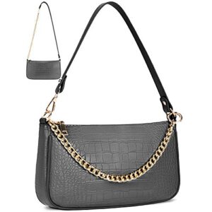 nubily shoulder bag purse for women croc small classic clutch handbag wallet classic crossbody bags with zipper closure grey