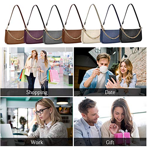 NUBILY Shoulder Bag Purse for Women Croc Small Classic Clutch Handbag Wallet Classic Crossbody Bags with Zipper Closure Grey