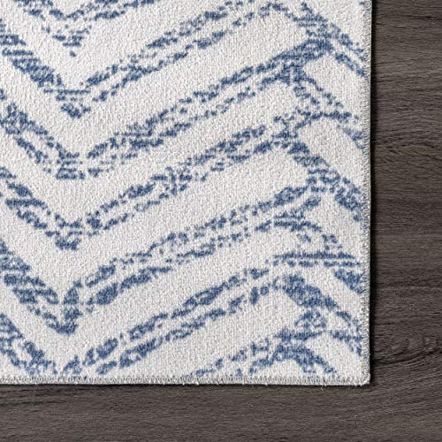 nuLOOM Rosanne Machine Washable Geometric Area Rug, 4' x 6', Blue