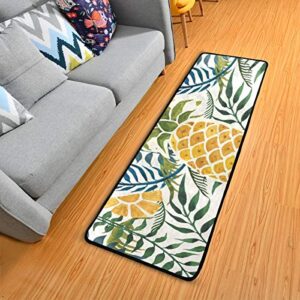 anti fatigue kitchen floor mat, colorful non slip absorbent comfort standing mat soft runner rug for hallway entryway bathroom living room bedroom 72 x 24 in (tropical pineapple)