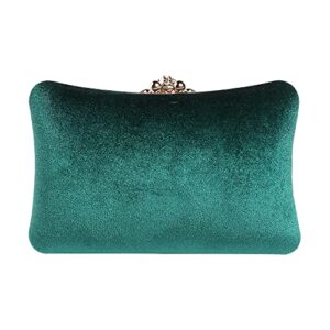 Mulian LilY Green Velvet Evening Bags For Women With Flower Closure Rhinestone Crystal Embellished Clutch Purse For Party Wedding M453