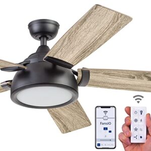 prominence home 51639-01 potomac smart ceiling fan and remote, 52, matte black