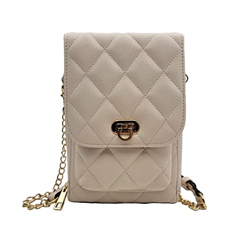 Bhumane Small Crossbody Phone Leather Bag for Women Mini Shoulder Wallet Card Purse (D - Ivory)