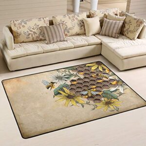alaza honey bee sunflower vintage area rug rugs for living room bedroom 3’x2′