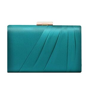 mulian lily teal pleated satin clutch purse for women wedding bridal clutch bag prom party clutch m426