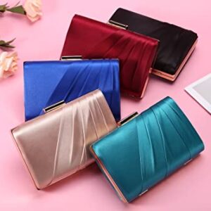 Mulian LilY Teal Pleated Satin Clutch Purse For Women Wedding Bridal Clutch Bag Prom Party Clutch M426