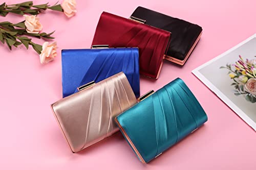 Mulian LilY Teal Pleated Satin Clutch Purse For Women Wedding Bridal Clutch Bag Prom Party Clutch M426