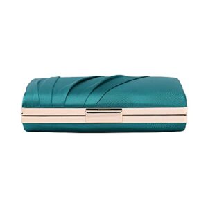 Mulian LilY Teal Pleated Satin Clutch Purse For Women Wedding Bridal Clutch Bag Prom Party Clutch M426