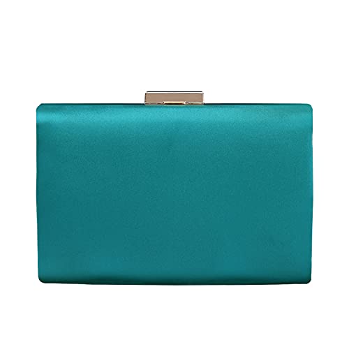 Mulian LilY Teal Pleated Satin Clutch Purse For Women Wedding Bridal Clutch Bag Prom Party Clutch M426