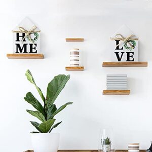 Jetec 2 Pieces Wood Sign Buffalo Plaid Decor Farmhouse Home Love Wood Sign Shelf Tiered Tray Decor House Shape Double Sided Home Sweet Decor for Living Room Window Shelf Desk Office