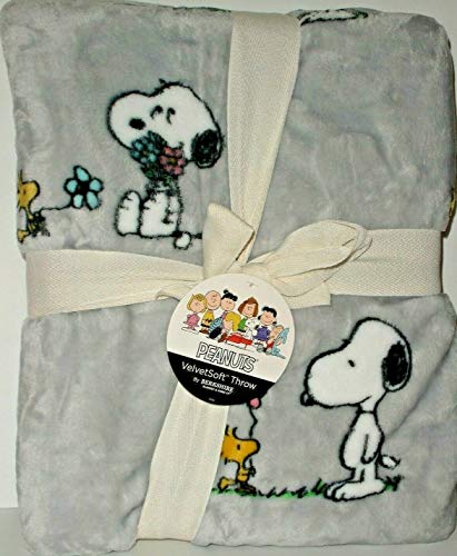 Peanuts Snoopy and Woodstock Spring Throw Blanket Berkshire by Berkshire with Flowers