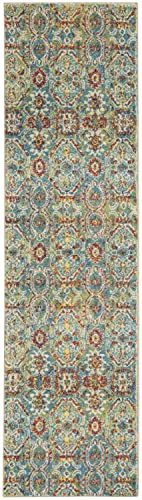 Nourison Allur Persian Turquoise Multicolor 2'3" x 7'6" Area -Rug, Easy -Cleaning, Non Shedding, Bed Room, Living Room, Dining Room, Kitchen (2x8)