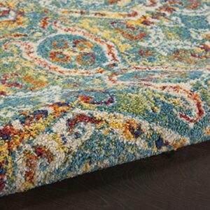 Nourison Allur Persian Turquoise Multicolor 2'3" x 7'6" Area -Rug, Easy -Cleaning, Non Shedding, Bed Room, Living Room, Dining Room, Kitchen (2x8)