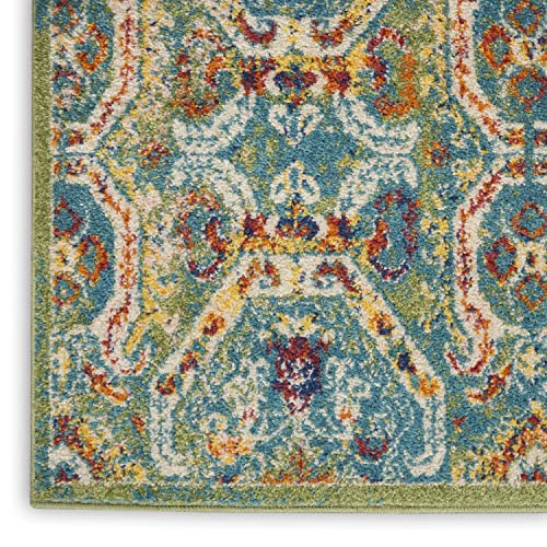 Nourison Allur Persian Turquoise Multicolor 2'3" x 7'6" Area -Rug, Easy -Cleaning, Non Shedding, Bed Room, Living Room, Dining Room, Kitchen (2x8)