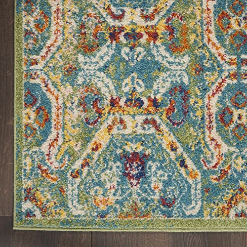 Nourison Allur Persian Turquoise Multicolor 2'3" x 7'6" Area -Rug, Easy -Cleaning, Non Shedding, Bed Room, Living Room, Dining Room, Kitchen (2x8)