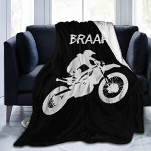 dirt bike – motocross fleece blanket throw lightweight blanket super soft cozy bed warm blanket for living room/bedroom all season (dirt bike – motocross, 50″ × 40″)