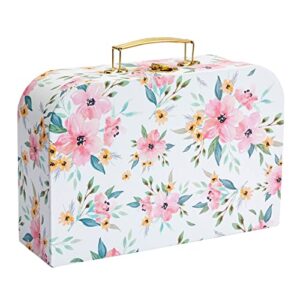 Okuna Outpost Set of 3 Different Sizes of Paperboard Suitcases with Metal Handles, Floral Print Decorative Cardboard Storage Boxes (Floral Print)