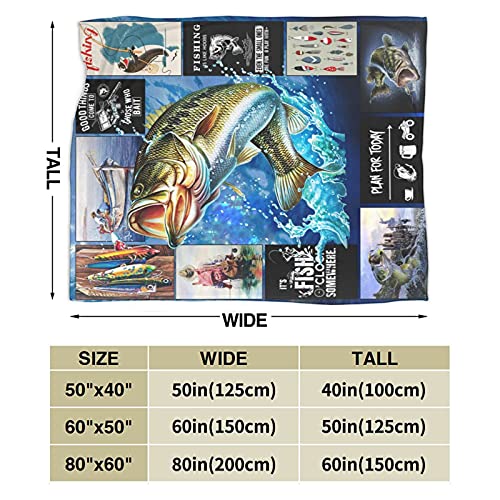 Bass Fishing Throw Blankets Ultra Soft Flannel Blanket Warm Cozy Couch Sofa Bed Decor for All Seasons