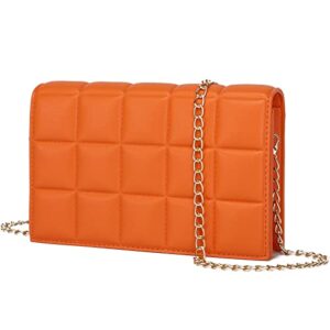 yikoee quilted chain mini shoulder purse for women (orange)