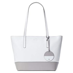 kate spade new york briel large leather tote in warm white/grey (white/grey)