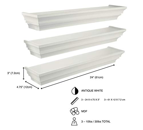 Kiera Grace Madison Floating Wall Shelves, White