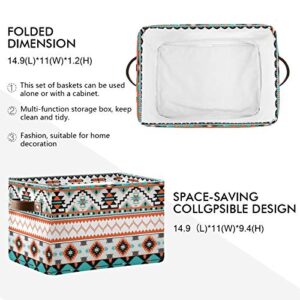 Bardic Storage Basket Ethnic Aztec Canvas Fabric Foldable Storage Bins Cubes Baskets Containers with Handles Bedroom Toys Clothes Closet Organizer