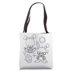 easter bunny color your own craft for kids coloring gift tote bag