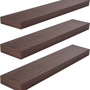 Kiera Grace kieragrace KG Maine Floating Shelves-Dark Walnut 24", Set of 3 Wall Organization