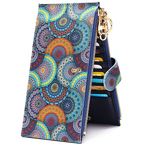 KUKOO Wallets for Women RFID Blocking Large Capacity Slim Bifold Multi Card Case Organizer with Zipper Pocket Gift Box