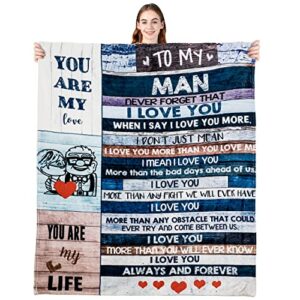 anniversary valentines gifts for husband boyfriend dad, you are my life wedding christmas blankets gifts to my man, fleece blankets soft bedding sofa