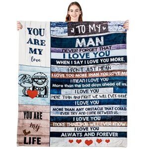 Anniversary Valentines Gifts for Husband Boyfriend Dad, You are My Life Wedding Christmas Blankets Gifts to My Man, Fleece Blankets Soft Bedding Sofa