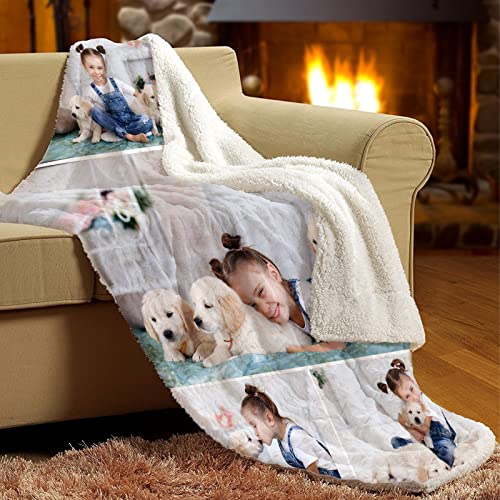 IT'S A SKIN Personalized Photo Blanket - Customized Gift for Birthday, Anniversary, Wedding - 50x60 Fleece Blanket with Personalized Pictures - Family, Couples, Adults, Kids Custom Picture Blankets