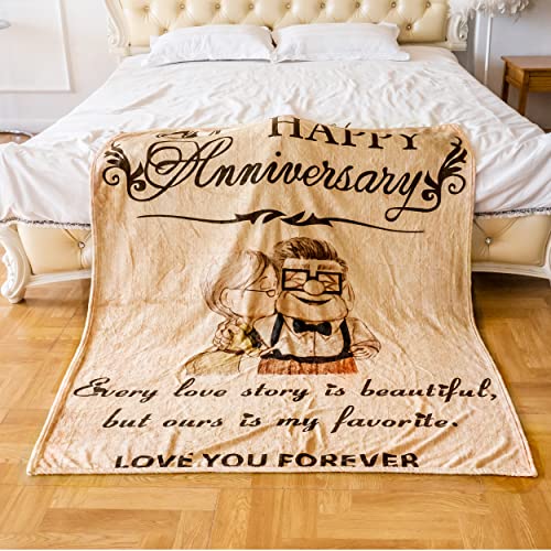 BLAMEZI Wedding Anniversary for Her Him Gifts, Personalized Throw Blanket Gift, Anniversary Christmas Valentines for Wife Husband Mom Dad Gifts