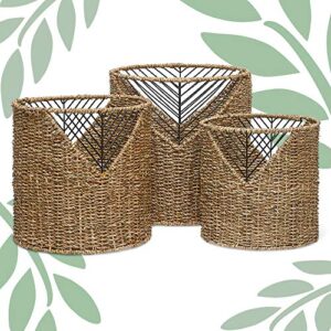 finch shoshana woven basket, set of 3, natual brown