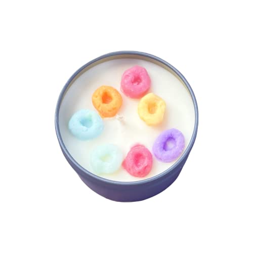 Cereal Bowl Candle Soy Wax Handmade Candle- 4 oz Fruity Loops Cereal Candle- Cereal Bowl Candle