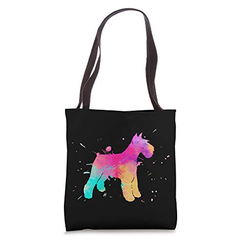 Colorful Miniature Schnauzer Dog Mom Watercolor Black Tote Bag