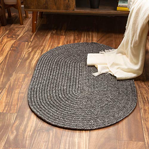 Indoor Outdoor Braided Rug Kitchen Reversible Washable Area Rug, 2' x 3' Gray Mix