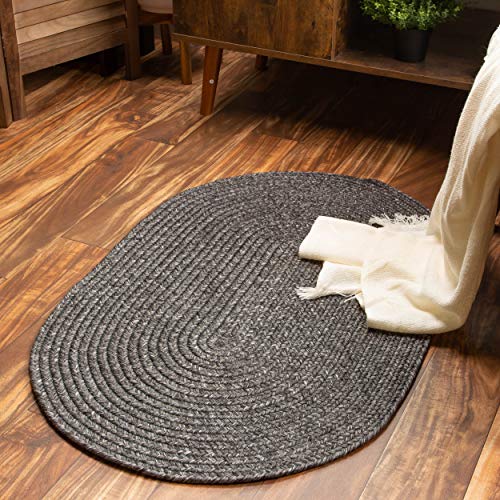 Indoor Outdoor Braided Rug Kitchen Reversible Washable Area Rug, 2' x 3' Gray Mix