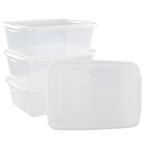 Idomy 4-Pack Clear Plastic Storage Latch Box with Lids, 14 L