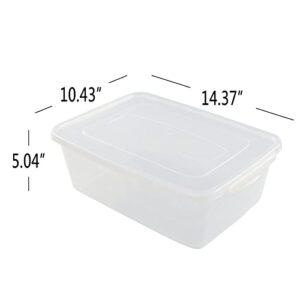 Idomy 4-Pack Clear Plastic Storage Latch Box with Lids, 14 L